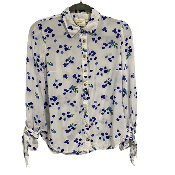 Anthropologie Maeve Blueberry Blithe Button Up Blouse Size 4 - Picture 1 of 9